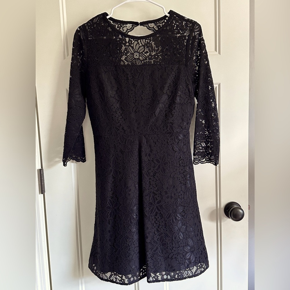 Black lace dress loft size 0